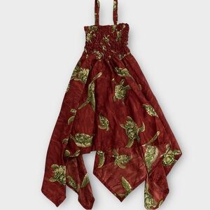 Rima Beach World Women’s Popcorn Dress Free Size Sea Turtles Ocean Beachy Resort